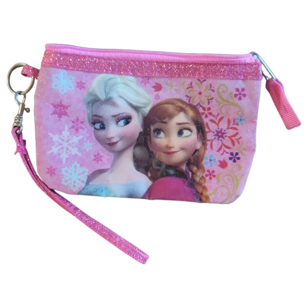 Frozen Girls Pink Purse Small Zipper Wristlet Elsa Anna Pink Disney Princess